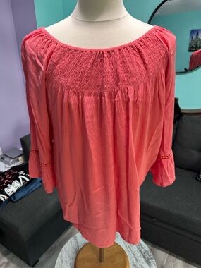 Westport Coral Pink Peasant Blouse